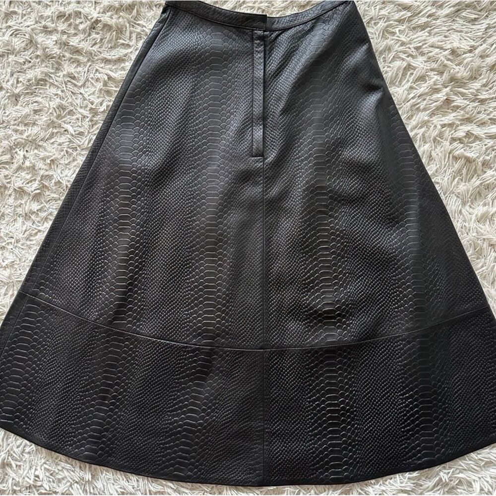 Tibi Lamb Leather Midi Length Skirt w/ Tags - Picture 9 of 11